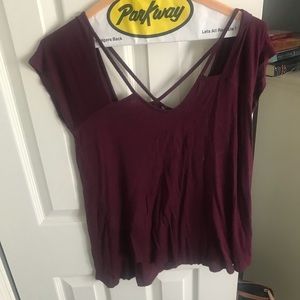 Maroon strappy t shirt